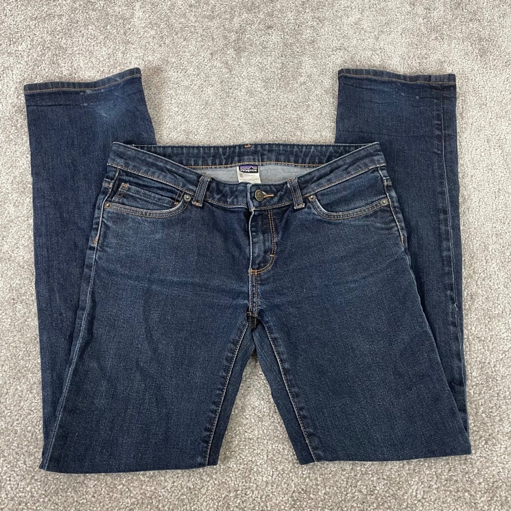 Patagonia Jeans Womens 32 Low Rise Straight Dark Wash Organic Cotton (Sz Tag 28)
